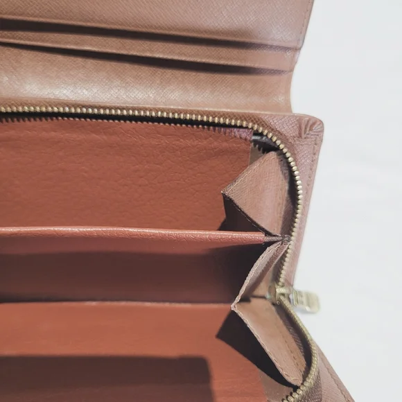 Louis Vuitton Brown Monogram Wallet Vintage Leather Zippered Porte Tresor Bifold - Picture 9 of 14